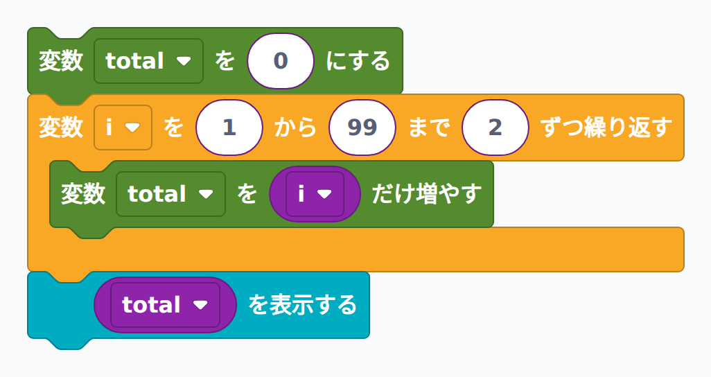 奇数の合計を求めるブロック例