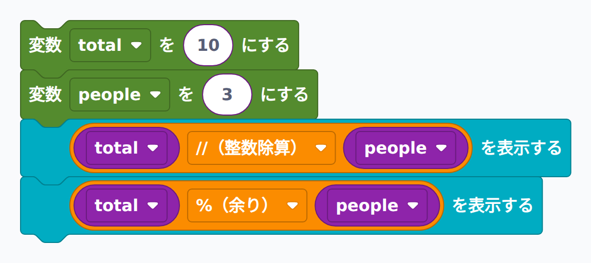 ブロック例:整数除算と余り